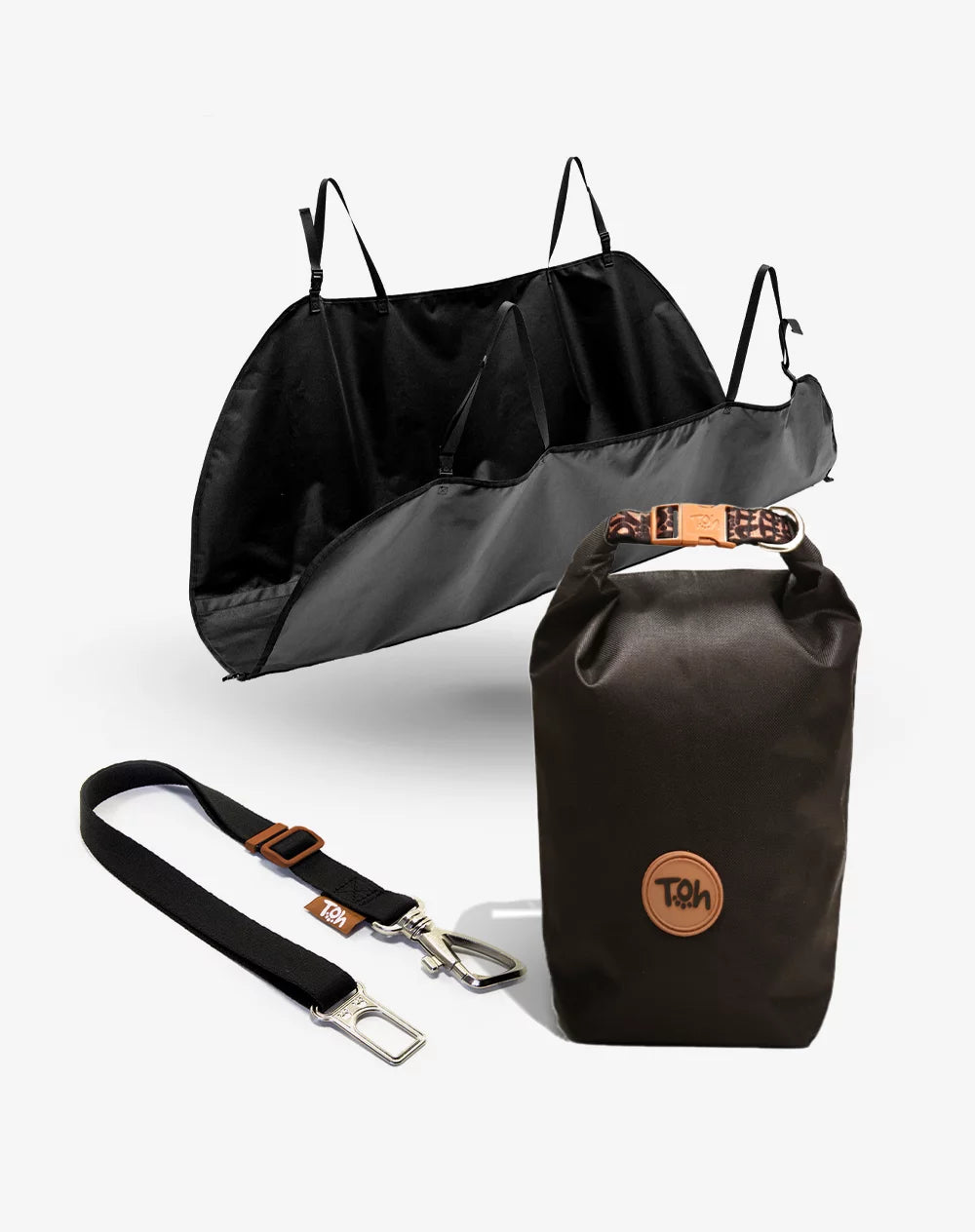 KIT VIAGEM Capa para Banco de Carro Premium + Adaptador de cinto Black + Bolsa de ração G