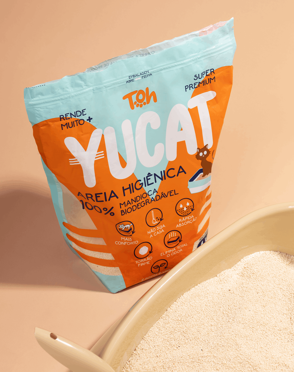 Kit 2 Areias Yucat Higiênicas Para Gatos - Mandioca Biodegradável 4Kg