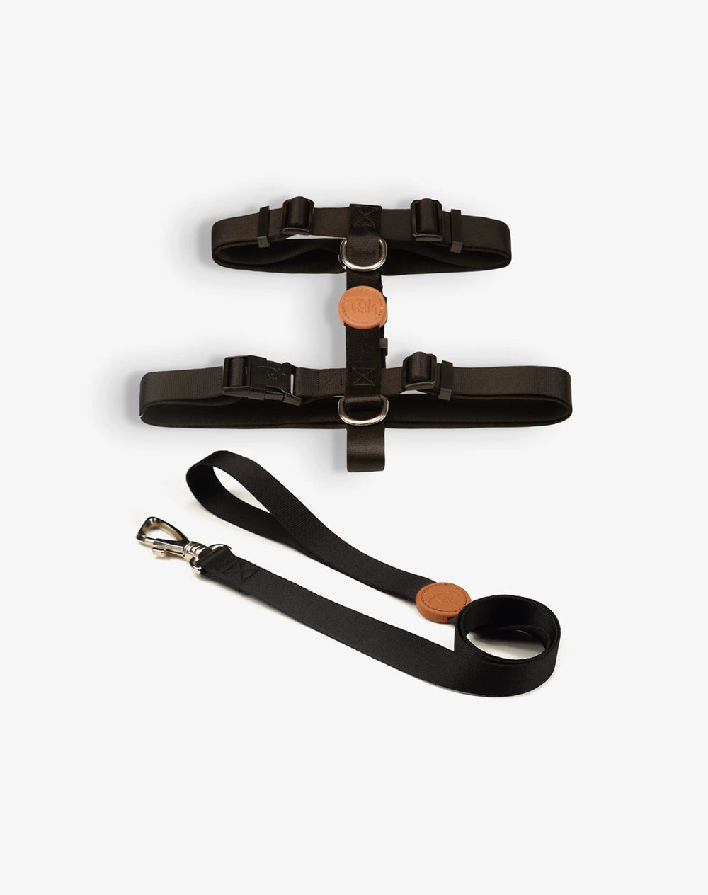KIT VIAGEM - Conjunto Peitoral H e Guia + Adaptador de cinto Black