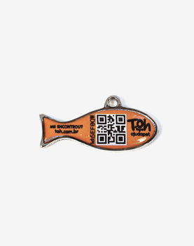 Pingente Peixe QR Code Laranja