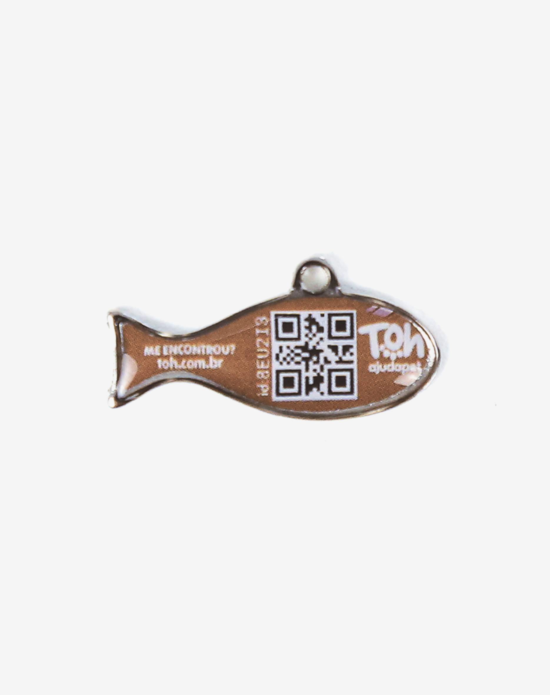 Pingente Peixe QR Code Bege