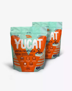 Kit 2 Areias Yucat Higiênicas Para Gatos - Mandioca Biodegradável 4Kg
