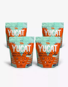 Kit 4 Areias Yucat Higiênicas Para Gatos - Mandioca Biodegradável 4Kg