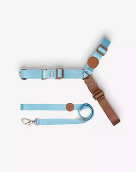 Conjunto Peitoral Antipuxão e Guia Azul